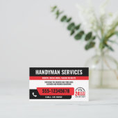 HANDYMAN FIX IT GUY URGENT REPARATIE ZWART ROOD VISITEKAARTJE (Staand voorkant)
