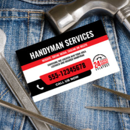 HANDYMAN FIX IT GUY URGENT REPARATIE ZWART ROOD VISITEKAARTJE