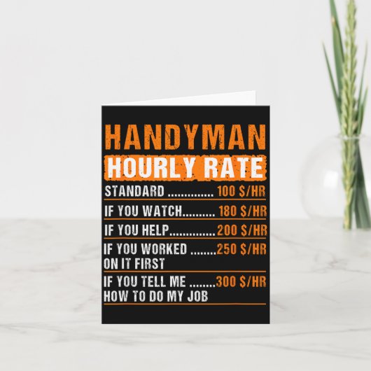 Handyman Funny Hourly Rate Meme - Daddy Grandpa Kaart (Voorkant)