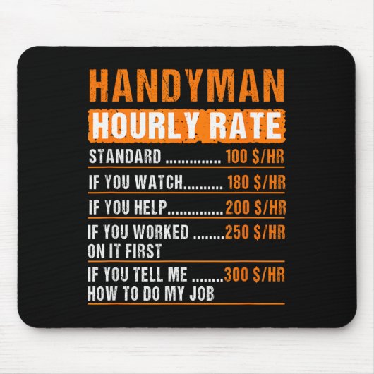 Handyman Funny Hourly Rate Meme - Daddy Grandpa Muismat (Voorkant)