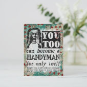 Handyman - Funny Vintage Retro Briefkaart (Staand voorkant)