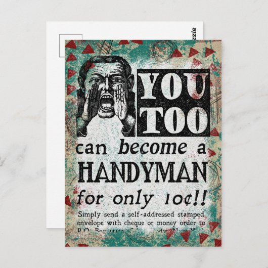 Handyman - Funny Vintage Retro Briefkaart (Voorkant / Achterkant)