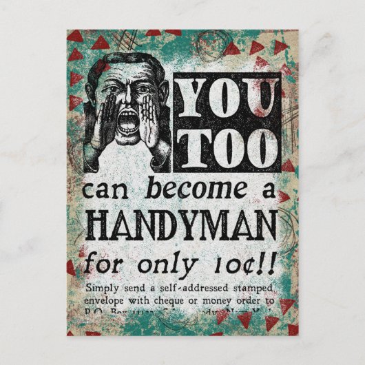 Handyman - Funny Vintage Retro Briefkaart (Voorkant)