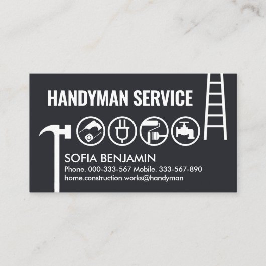 Handyman Gereedschap Border Home Reparator Visitekaartje (Voorkant)