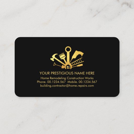 Handyman Gereedschap Gouden lijn Visitekaartje (Achterkant)