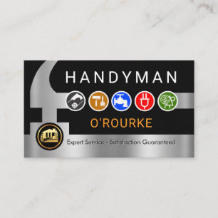 Handyman Gereedschap Icoon Op Zilveren Hamer Visitekaartje