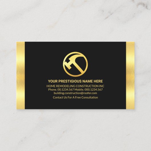 Handyman gereedschap met gouden strepen visitekaartje (Achterkant)