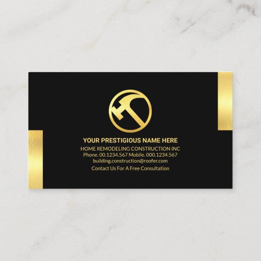 Handyman gereedschap met gouden tabs visitekaartje (Achterkant)