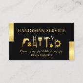 Handyman gereedschap met gouden tabs visitekaartje (Voorkant)