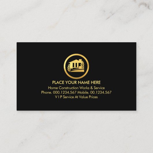 Handyman gereedschap op gouden dak visitekaartje (Achterkant)