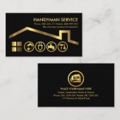 Handyman gereedschap op gouden dak visitekaartje (Voorkant / Achterkant)