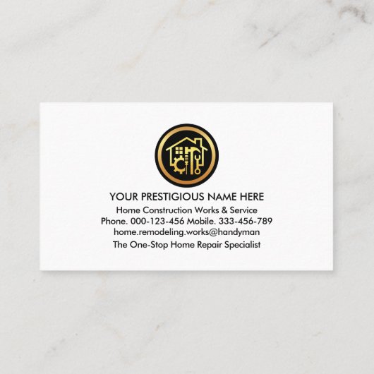 Handyman gereedschap op houten hek visitekaartje (Achterkant)