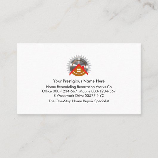 Handyman Gereedschap op Houten Houtlaag Visitekaartje (Achterkant)