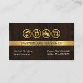 Handyman Gereedschap op Houten Houtlaag Visitekaartje (Voorkant)