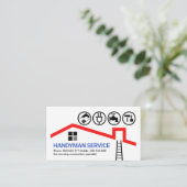 Handyman gereedschap op rood dak visitekaartje (Staand voorkant)