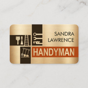 Handyman-gereedschap Silhouet op brons Visitekaartje