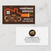 Handyman gereedschappen bouwen op hout visitekaartje (Voorkant / Achterkant)