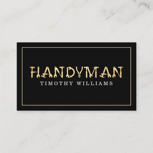 Handyman Gold en Black Modern Visitekaartje (Voorkant)