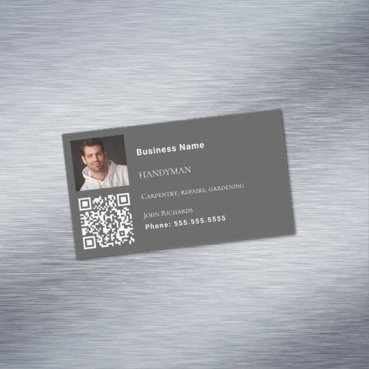 Handyman grijze foto QR-code Magnetisch Visitekaartje (Voorbeeld)