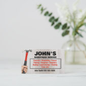 Handyman Hammer en nagels Visitekaartje (Staand voorkant)