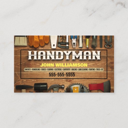 Handyman Hammer en nagels Visitekaartje (Voorkant)