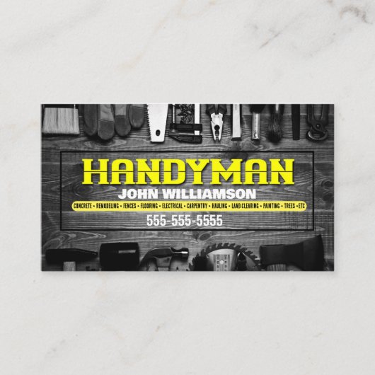 Handyman Hammer en nagels Visitekaartje (Voorkant)