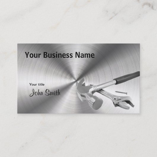 Handyman Hammer en Tools Professional Metal Visitekaartje (Voorkant)