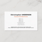 Handyman - Hardware Tools Monogram Sinaasappel Visitekaartje (Achterkant)