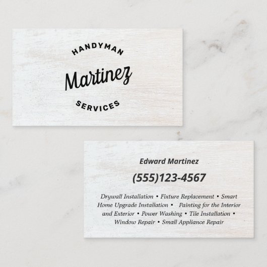 Handyman Home Improvement Wood Visitekaartje (Voorkant / Achterkant)