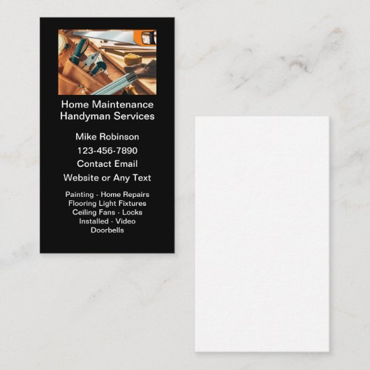 Handyman Home Maintenance Visitekaartjes (Voorkant / Achterkant)