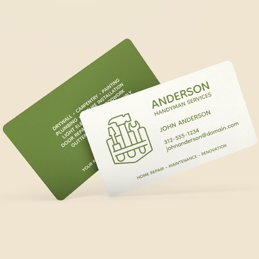 Handyman Home Repair Business Olive Green Custom Visitekaartje