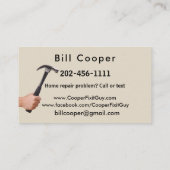  handyman Home Repair Contractant Visitekaartje (Achterkant)