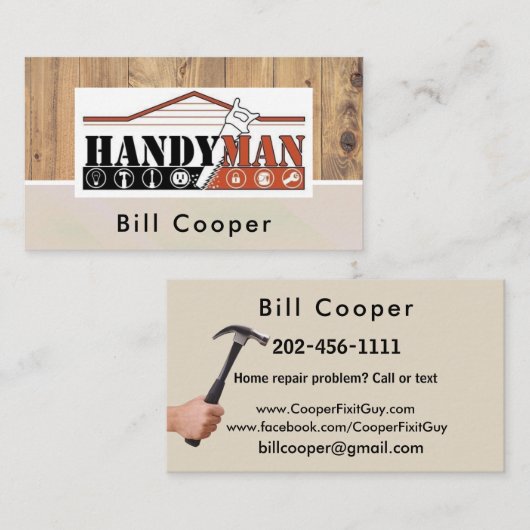  handyman Home Repair Contractant Visitekaartje (Voorkant / Achterkant)
