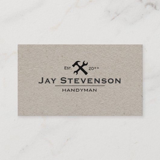 Handyman Home Repair Hammer en WFrench Kraft Visitekaartje (Voorkant)
