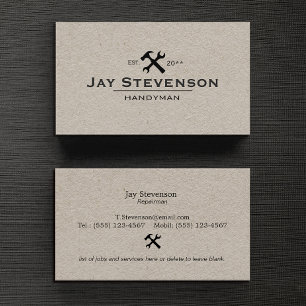 Handyman Home Repair Hammer en WFrench Kraft Visitekaartje