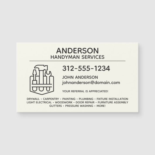 Handyman Home Repair Magnetisch Visitekaartje (Voorkant)