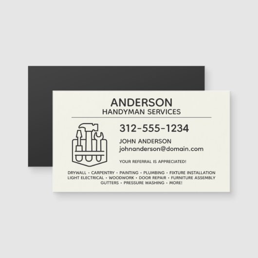 Handyman Home Repair Magnetisch Visitekaartje (Voorkant / Achterkant)