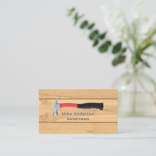 Handyman, Home Repair, QR-code, Blauwe naam Visitekaartje (Staand voorkant)