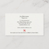 Handyman Home Repair Red Hammer en WFrench Logo Visitekaartje (Achterkant)