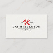 Handyman Home Repair Red Hammer en WFrench Logo Visitekaartje (Voorkant)