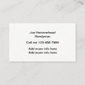 Handyman Home Repair Visitekaartje (Achterkant)