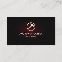 Handyman Home Reparatie Hamer Icoon Red Glow Visitekaartje