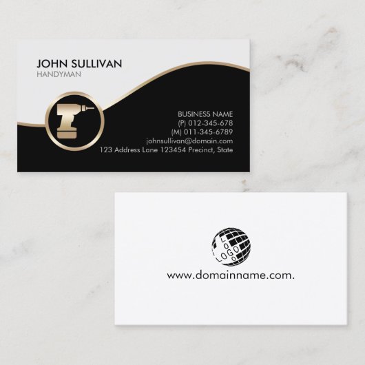 Handyman Home Repareert Power Driepictogram Busine Visitekaartje (Voorkant / Achterkant)