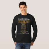 Handyman Hourly Rate Construction Worker Repair T-shirt (Voorkant volledig)