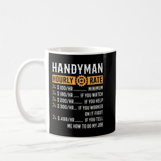 Handyman Hourly Rate Funny Handyman Gifts Koffiemok (Links)