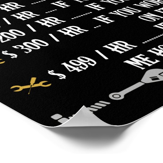 Handyman Hourly Rate Funny Handyman Gifts Poster (Hoek)