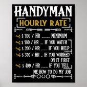 Handyman Hourly Rate Funny Handyman Gifts Poster (Voorkant)