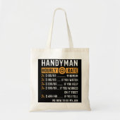 Handyman Hourly Rate Funny Handyman Gifts Tote Bag (Voorkant)