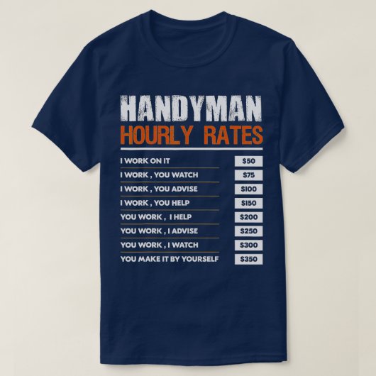 Handyman Hourly Rate Gift Funny Handyman Labor Rat T-shirt (Design voorkant)