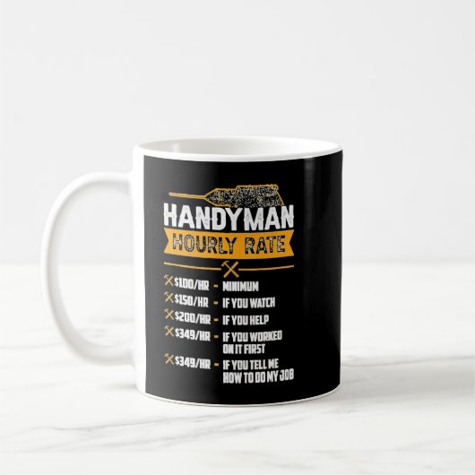 Handyman Hourly Rate Humor Carpenter Funny Handy Koffiemok (Links)